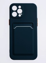 Чехол-накладка для iPhone 13 Pro Max силикон с кардхолдером черный