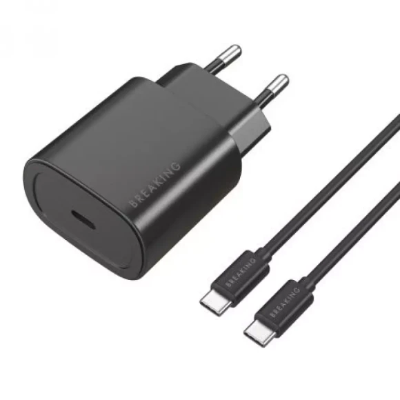 СЗУ Breaking P-08 3A 25W USB-C+кабель USB-C - USB-C черный