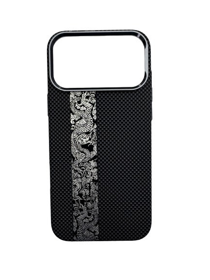 Чехол-накладка для iPhone 17 Pro Max FreeAir MagSafe черный с драконом