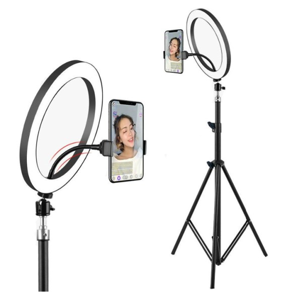 Кольцевая лампа (26см)+держатель для телефона +штатив 2.1м Кольцевая лампа (26см)+держатель для телефона +штатив 2.1м