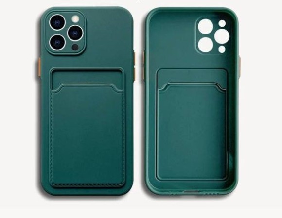 Чехол-накладка для iPhone 13 Pro силикон с кардхолдером зеленый