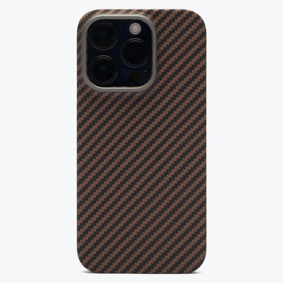 Чехол-накладка для iPhone 15 Pro Max KZDOO Keivlar черно-коричневый