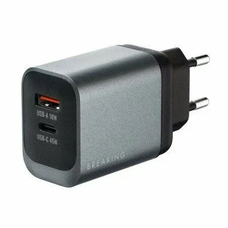 СЗУ Breaking WC21 USB-C + USB-A 45W 3.0 A черный СЗУ Breaking WC21 USB-C + USB-A 45W 3.0 A черный