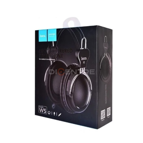 Наушники Hoco W5 с микрофоном и регулируемым оголовьем черный