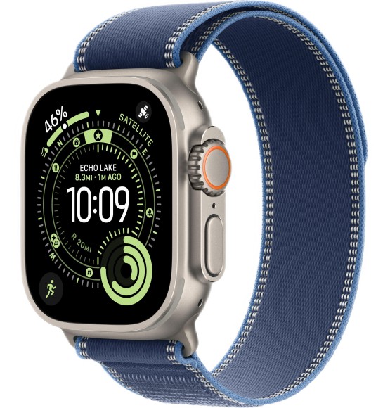 Умные часы Apple Watch Ultra 3 2025  MEWR4 49mm/S/M Natural Titanium Case with Blue/Bright Blue Trail Loop (Natural Titanium, Blue/Bright Blue)