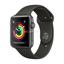 Часы Apple Watch Series 3 38mm Aluminum Case with Sport Band MTF02 темно-серый c черным силиконовым ремешком (темно-серый, Black)