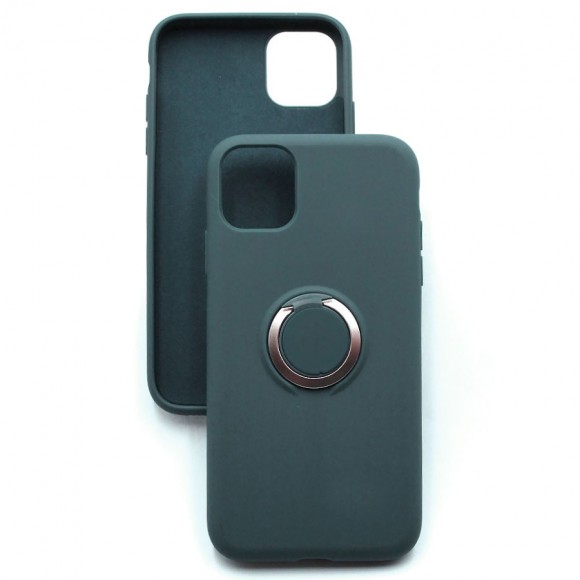 Чехол-накладка для iPhone 11 Pro NANO RING силикон кольцо темно-зеленый