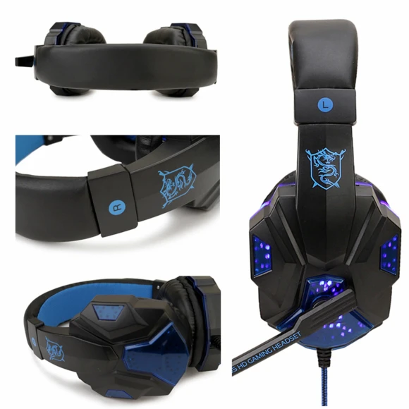 Проводные наушники SY 830 MV игровые с подсветкой черный