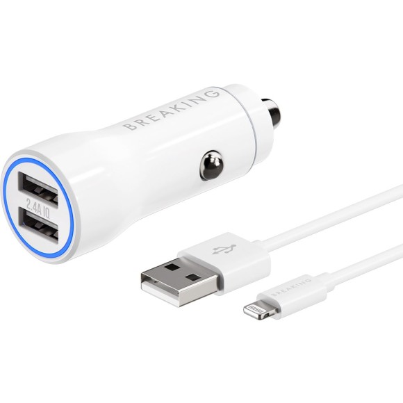 АЗУ Breaking A16 2.4A 2USB+кабель USB-A-Lightning белый