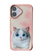 Чехол-накладка для iPhone 16 Nimmy розовый  с кошечкой