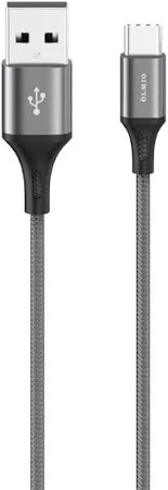 Type-C OLMIO Basic 1,2м 2.4A тканевая оплетка серый