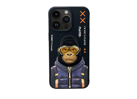 Чехол-накладка для iPhone 16 Nimmy черный  обезьянка в очках