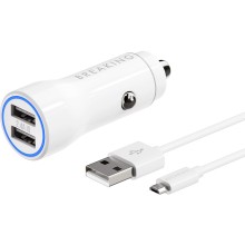 АЗУ Breaking A17 2.4A 2USB+кабель USB-A-Micro USB белый
