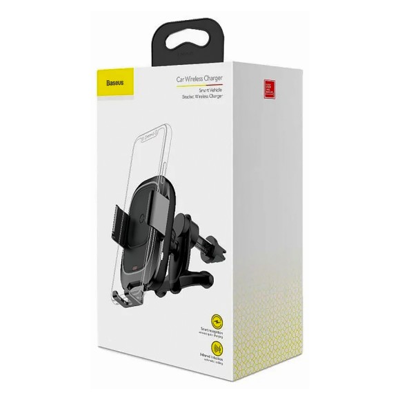 Держатель Baseus Smart Vehicle Bracket - Черный (WXZN-B01) с беспроводной зарядкой Держатель Baseus Smart Vehicle Bracket - Черный (WXZN-B01) с беспроводной зарядкой