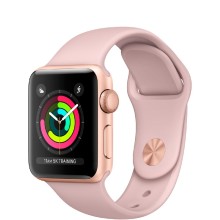 Часы Apple Watch Series 3 38mm (MQKW2) корпус из золотистого алюминия, спортивный ремешок цвета «розовый песок» (золотой, Gold Aluminum)