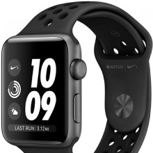 Часы Apple Watch Series 3 38mm Aluminum Case with Nike Sport Band MQKY2 (Корпус Черный антрацит, ремешок Серый космос) (темно-серый, Space Gray)