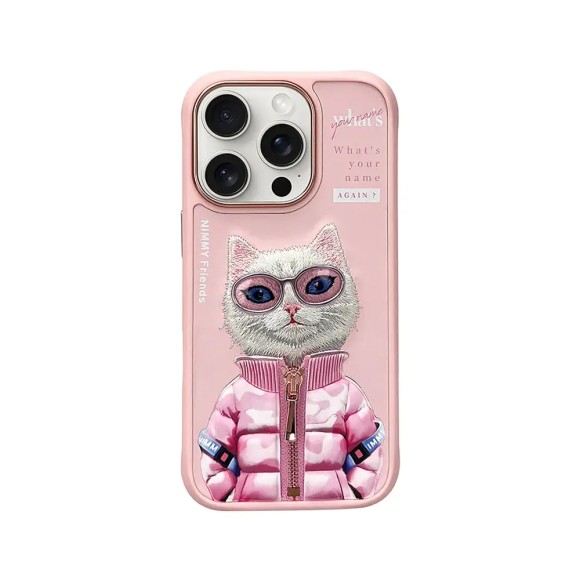 Чехол-накладка для iPhone 16 Pro Nimmy розовый  кошечка в куртке