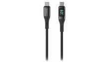 Type-C Type-C OLMIO GEEK LCD  60W  1.2м тканевая оплетка  черный