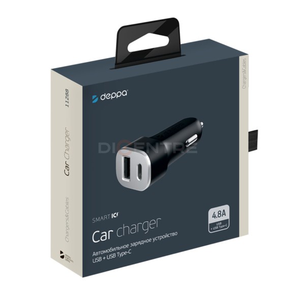 АЗУ Deppa Ultra USB+USB Type-C 4.8A, черный