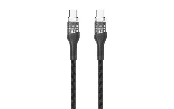 Type-C Type-C OLMIO GLASS  60W  1.2м тканевая оплетка прозрачный- черный