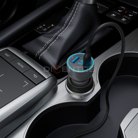 АЗУ Deppa USB A +USB-C 36W, дисплей, графит