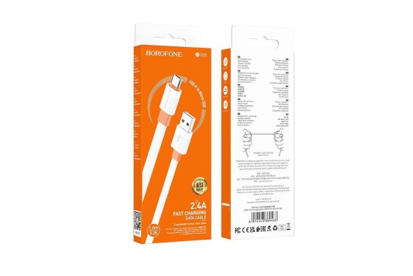 Micro Borofone BX89 2.4A 1м бело-оранжевый Micro Borofone BX89 2.4A 1м бело-оранжевый