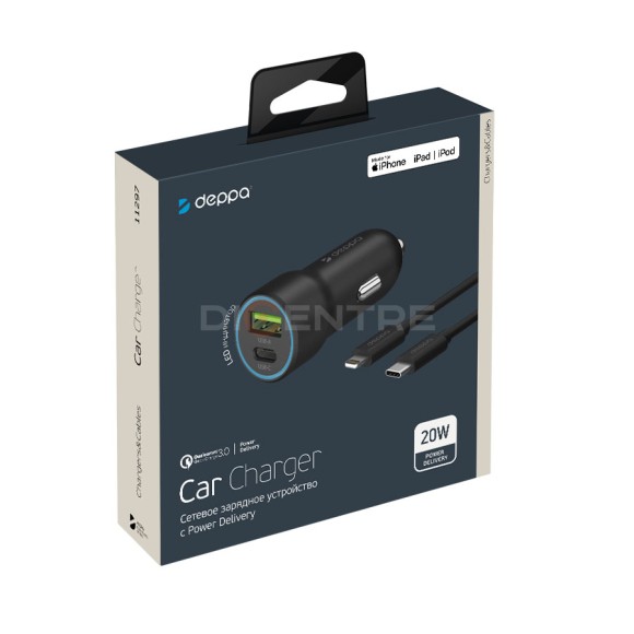 АЗУ Deppa USB-C/USB A 20W USB-C Lidhtning черный