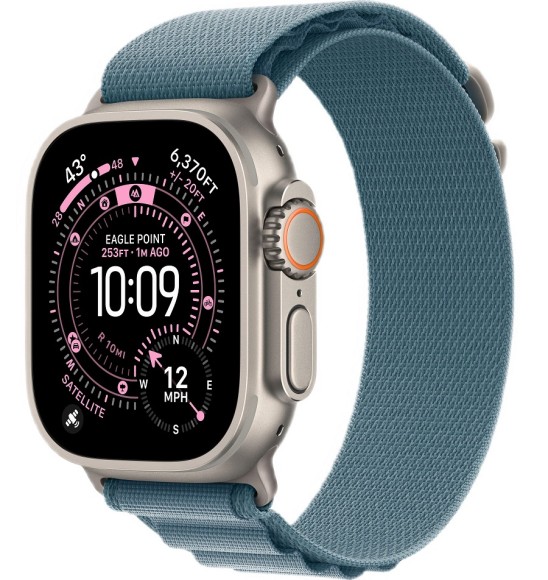 Apple Watch Ultra 3 2025 MEWM4 49mm/M Natural Titanium Case with Blue Alpine Loop  (Natural Titanium, Light Blue)