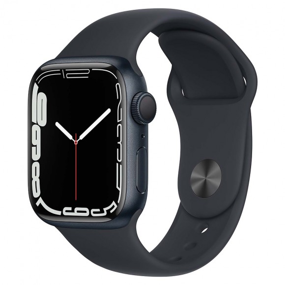 Часы Apple Watch Series 7 GPS 45mm Aluminum Case with Sport Band (MKN53RU/A) (темно-серый, Черный)