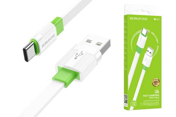 Micro Borofone BX89 2.4A 1м бело-зеленый