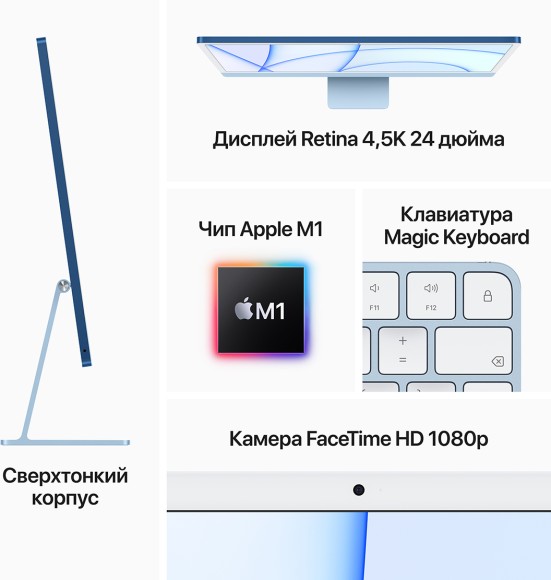 24" Моноблок Apple iMac 24" 2021 г.MJVA3,  4480x2520, Apple M1 2.064 ГГц, RAM 8 ГБ, SSD 256 ГБ, Apple M1 8-Core, MacOS, розовый (Розовый)
