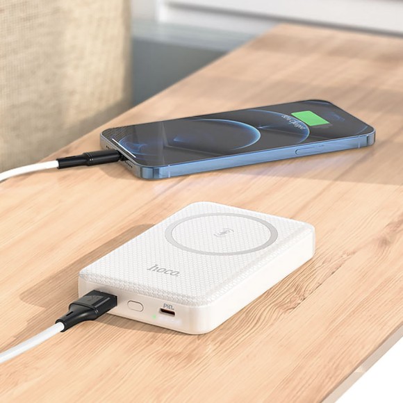 Аккумулятор Hoco J79 10000 mAh с беспроводной зарядкой, белый