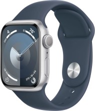 Умные часы  Apple Watch Series 9 GPS 41mm S/M MR903 Silver Aluminium Case with Storm Blue Sport Band  (Серебристый, Грозовой Синий )