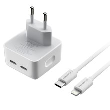 СЗУ Breaking WC01 40W 2USB-C+кабель Lightning белый