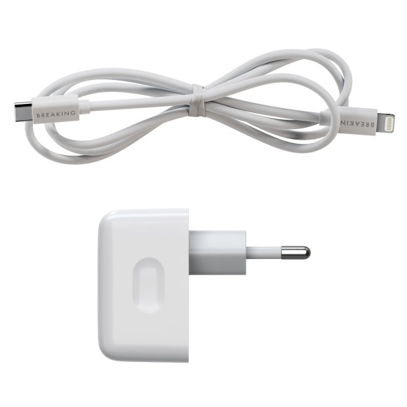 СЗУ Breaking WC01 40W 2USB-C+кабель Lightning белый