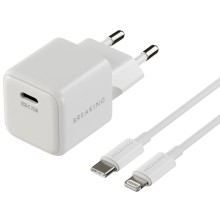 СЗУ Breaking P-10 USB-C+кабель USB-C -Lightning белый