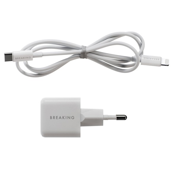 СЗУ Breaking P-10 USB-C+кабель USB-C -Lightning белый