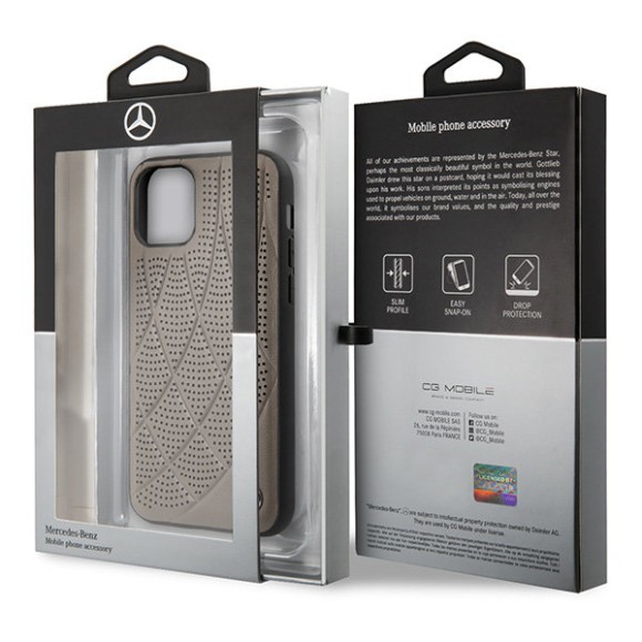 Чехол-накладка для iPhone 12/12 Pro Mercedes кожа бежевый