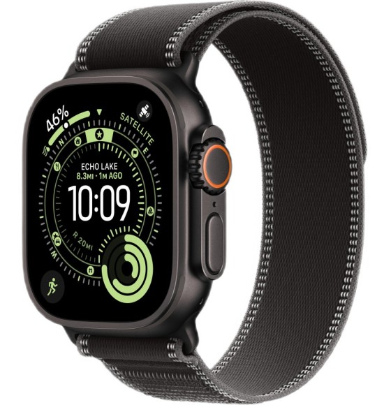 Умные часы Apple Watch Ultra 3 2025 MF1H4 49mm/M/L Black Titanium Case with Black/Charcoal Trail Loop  (Black Titanium, Black)