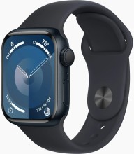 Умные часы Apple Watch Series 9 45 мм/S/M MR993 Aluminium Case GPS, midnight Sport Band (Темная ночь, Темная ночь)