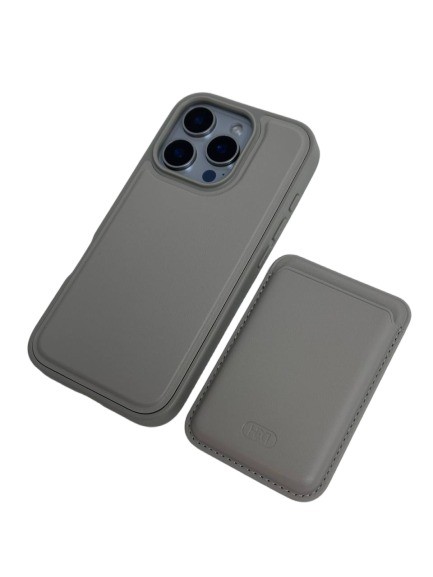 Чехол бумажник Apple 16 Pro Max HDCI Magnetic серый