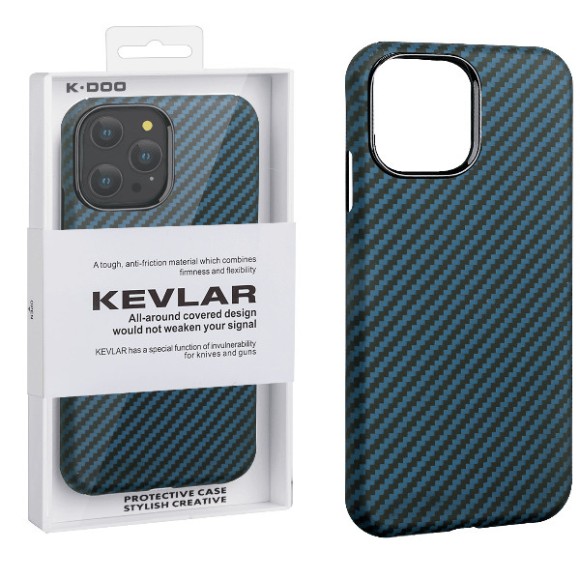 Чехол-накладка для iPhone 13 Pro K-DOO Kevlar черно-синий
