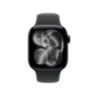 Apple Watch Series 11 42 mm — Jet Black, Black Sport Band, вид спереди