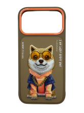 Чехол-накладка для iPhone 17 Pro Max Nimmy собачка в очках коричнево-оранжевая