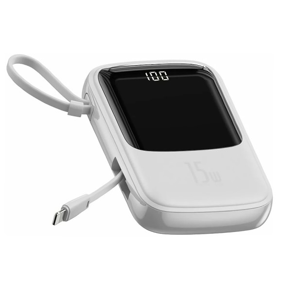 Аккумулятор Baseus Q Pow Digital Display 3A Power Bank Type-C Cable 10000mAh (PPQD-A02) White