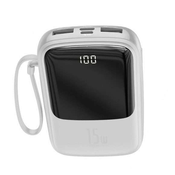 Аккумулятор Baseus Q Pow Digital Display 3A Power Bank Type-C Cable 10000mAh (PPQD-A02) White