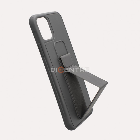 Чехол-накладка для iPhone 11 силикон с подставкой, магнит черный
