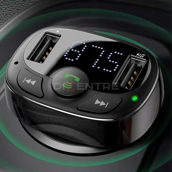 AЗУ Baseus с FM-трансмиттером 2xUSB T typed Bluetooth MP3 - Черное (CCTM-01)