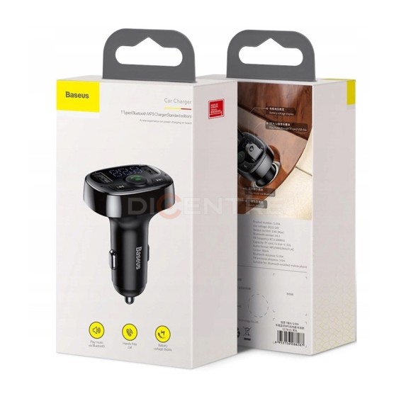 AЗУ Baseus с FM-трансмиттером 2xUSB T typed Bluetooth MP3 - Черное (CCTM-01)