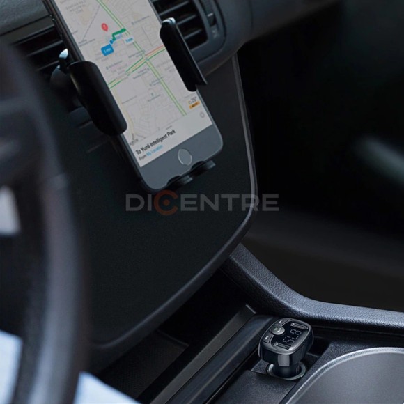 AЗУ Baseus с FM-трансмиттером 2xUSB T typed Bluetooth MP3 - Черное (CCTM-01)